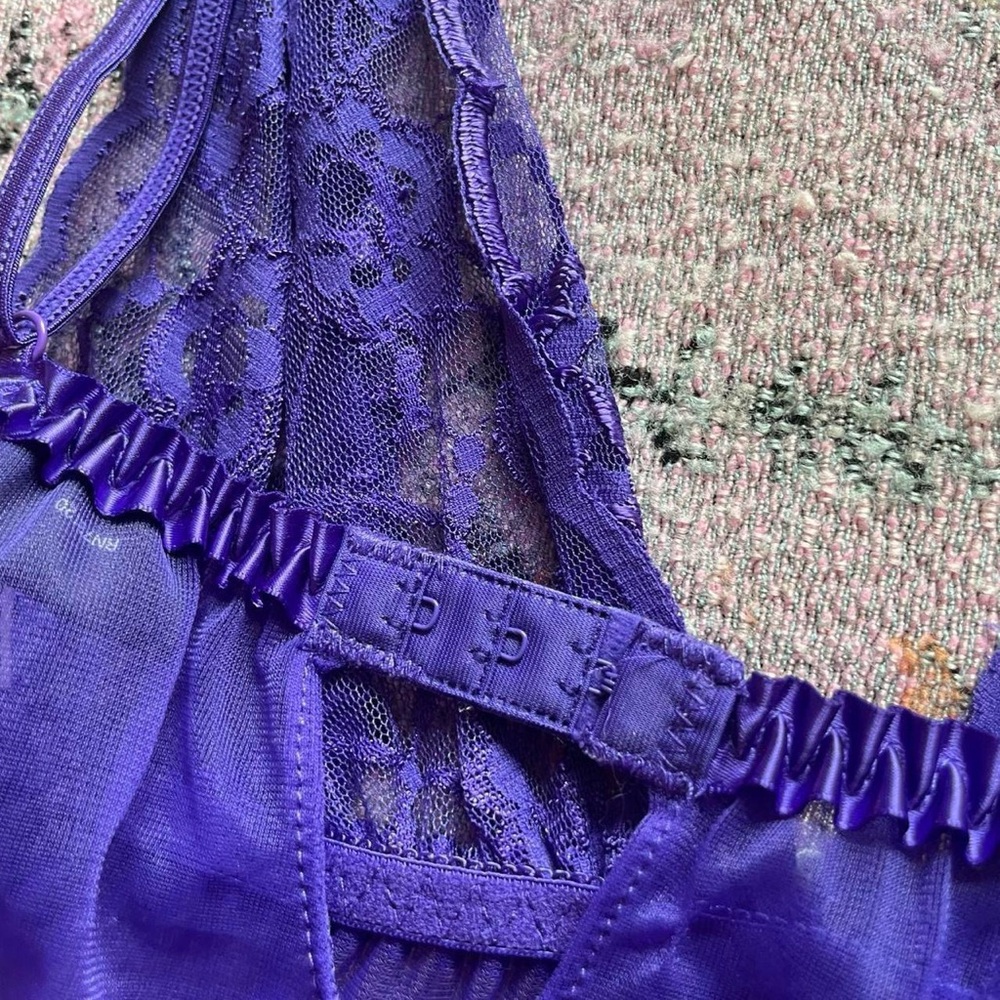 Vintage Frederick’s of Hollywood Purple Lace Babydoll Slip Dress – Y2K Lingerie - Picture 5 of 8